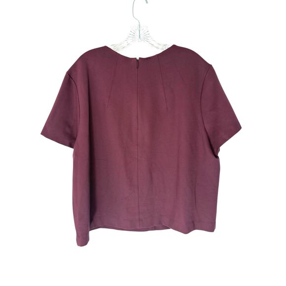 Spanx The Perfect Funnel Top Burgundy Plus Short Sleeve Stretch Casual Size 2X - Picture 9 of 12
